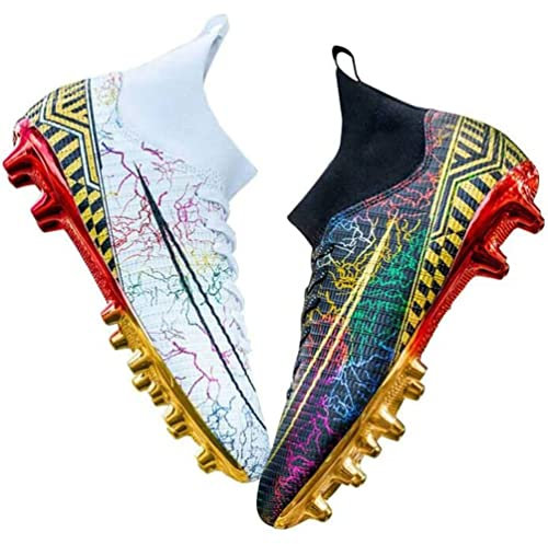WOWEI Fußballschuhe Herren Fußballschuhe Professionelle High Top Spike Cleats Junge Kinder Fussballschuhe Outdoor Sport Trainingsschuhe Sportschuhe (33 RT, 35EU)