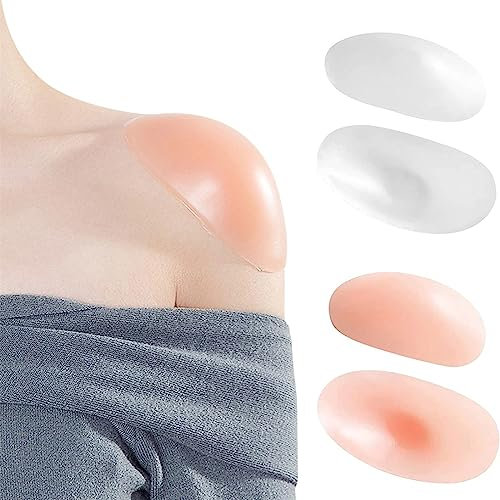 wordmouk 2 Paar Schulterpolster Silikon Selbstklebender Unsichtbarer Schulterverstärker Wiederverwendbar und Atmungsaktiv Push-up-Klebepads für Frauen Mann Anzug Blazer Transparent & Hautton