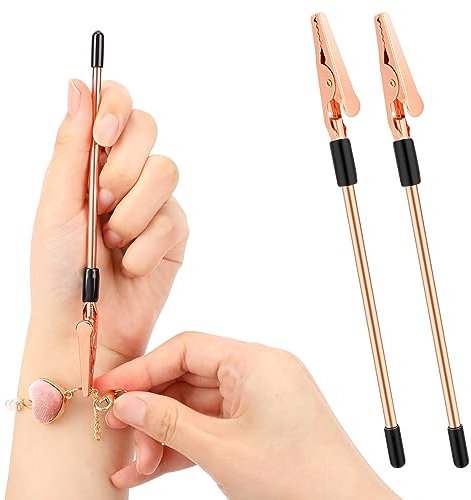 Bracelet Helper Tool,2 Pcs Hand Bracelets Fasten Helper for Women Jewelry Tools Fastening and Hooking Equipment for Jewelry Necklace Watch Clasps Ties Zippers(Rose Gold)