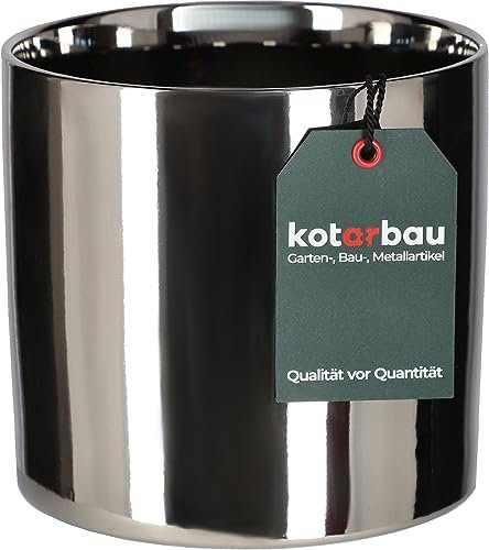 KOTARBAU® Pot de fleurs cylindrique brillant - Diamètre : 160 mm - En céramique - Argenté - Pour plantes d'intérieur et de jardin