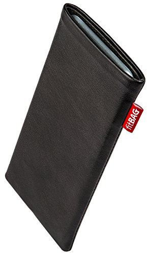 fitBAG Beat Schwarz Handytasche für Apple iPhone 15 Pro Max Tasche aus Echtleder Nappa mit Microfaserinnenfutter | Hülle mit Reinigungsfunktion | Made in Germany