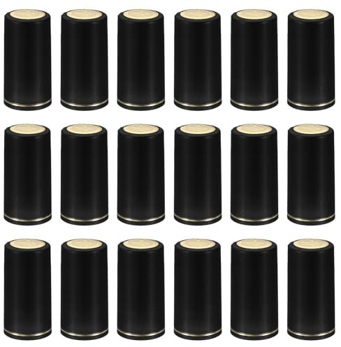 PATIKIL PVC Heat Shrink Cap with Tear Tab for Wine Bottle, 60 Pcs 30x60mm Wine Shrink Wrap Seals Sleeves Caps Shrink Top Cover Line for Wine Cellars Home Kitchen Use, Black
