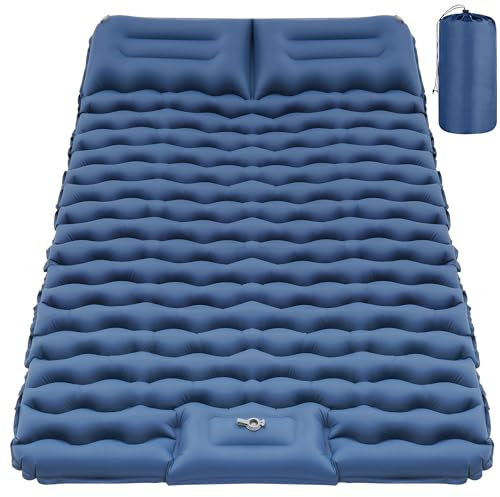 ZODAS Self Inflating Camping Mattress, Upgraded Material, Inflatable Sleeping Pad with Built-in Foot Pump, Self-inflating Sleeping Mats for Camping, Tent, Backpacking, Hiking, Double Blue