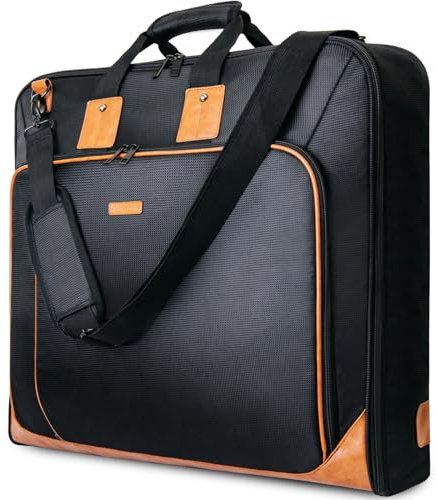 Noozion Reise-Kleidertasche, Leder-Koffer, Trolley-Tasche mit Aufhängefach, für Männer und Frauen, Geschäftsreise (schwarz)