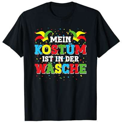 Karneval Fasching Konfetti Geschenk Mein Kostüm ist in der Wäsche Fasching Outfit Karneval T-Shirt Black, Multicolored Unisex Klein V-Ausschnitt Kurzarm