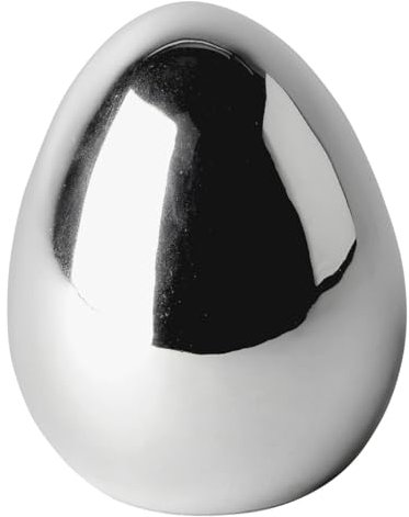 ETC dekoratives frühlingshaftes Deko-Ei Oster-Ei Keramik silber ca. 10 x 12,5 cm hoch