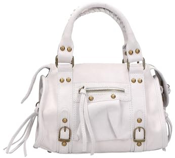 Gave Lux Umhängetasche für Damen. Handwerkliches Produkt. Außenmaterial: Echtes Leder. HERGESTELLT IN ITALIEN. GLX220609123FBG-WEISS. 25x15x10 cm