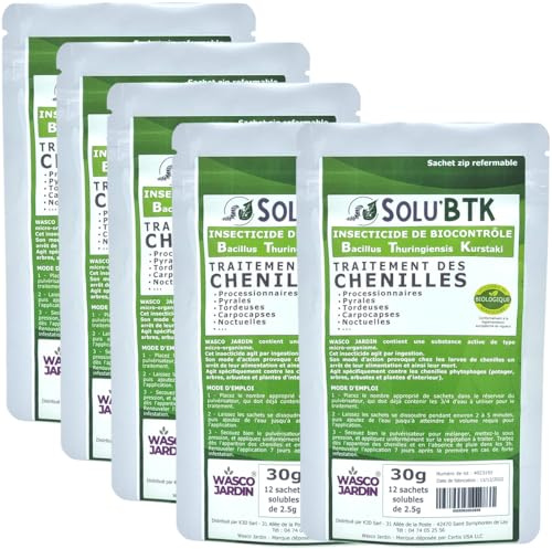 SoluBTK | 150 g - 200 litres | Insecticide Bacillus Thuringiensys Kurstaki | Chenilles, Pyrales, Tordeuses, Carpocapses, Noctuelles | UAB Agriculture Biologique