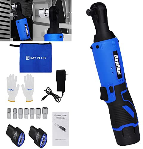 21V Cordless Electric Ratchet Wrench Kit, 230RPM 3/8 Inch Power Ratchet Wrench with Variable Speed Trigger 2-Pack 1.5Ah Li-Ion Batteries, 7 Sockets & 1-Hour Fast Charge