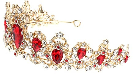 WIPPWER 1 Stück Kleinkind Mädchen Haarschmuck Cintillos De para Mujer Diamant Kopfschmuck Stil Tiara for Frauen Hochzeit Kristall Kronen Stirnband Kopfbedeckung Kamm Legierung Set Rot Damen(Red)