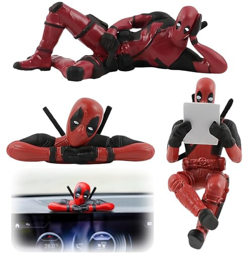 GUOYOU Ciondolo Deadpool per Specchietto Retrovisore Auto - 3 Pezzi Gadget Accessori Anime Decorazione Interni Marvel Ornamento Regalo