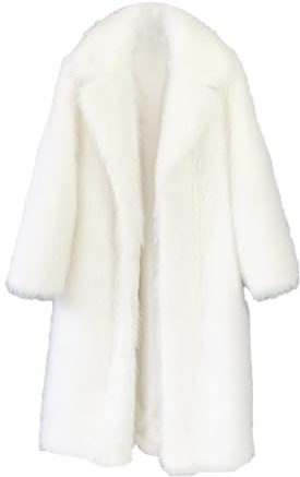 ZhuiKun Manteau en Fausse Fourrure Femme, Manteau long Élégant Mi-Longue Veste d'hiver Chaude avec poches