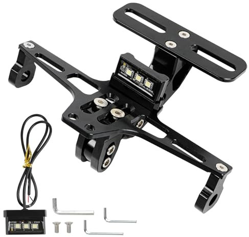 DREAMIZER Motorrad Kennzeichenhalter Kotflügel Entferner Kit, Verstellbarer Kennzeichenhalterung mit Kennzeichenbeleuchtung, Universal Kompatibel für MT01 MT07 MT09 Z900 SV650 (Schwarz)