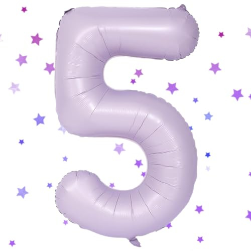 Ballon Chiffre 5,Ballons 5 an Violet Pâle,Ballons 5 Ans Anniversaire Numero 5 Hélium Ballons,101cm Chiffre 5 Decoration Pour Garçons Filles Anniversaire Fête