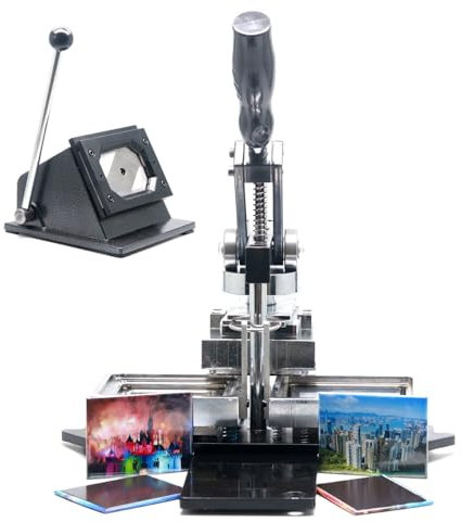 Hydravex Fridge Magnet Button Maker Machine 80 * 53mm/90 * 65mm Fridge Magnet Button Badge Making + Paper Cutter + 100pcs Component for Picture Badge Button, Gift Button, Team Badge,90x65mm