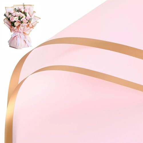 20 fogli di carta floreale, mazzo di fiori rosa, carta da regalo impermeabile, per confezioni regalo, fiori, arti e mestieri (rosa, 58 x 58 cm)