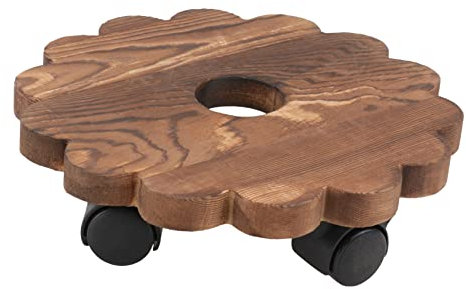HEMOTON 1 Pz Vassoio per Fioriera in Legno Massello Pentola Ai All'aperto Pallet Piante in Vaso Stand Rotolando in Piedi L'impianto è al Coperto Ruote di Legno Marrone Chiaro