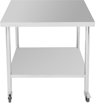 Gdetnysty Edelstahltisch Gastro Tisch KüChentisch Edelstahl Arbeitstisch Aufkantung KüChe Gastronomie Zubereitungstisch Mit Vier Rollen 76x60x85Cm FüR KüChen Hotels Und Andere Anwendungen