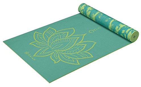 Gaiam Print Premium wendbar Yoga Matten, Print, Turquoise Lotus,6mm