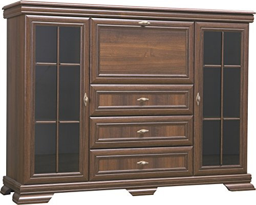 Kommode Kora KK6 highboard Anrichte Barschrank Barkommode mit 1 Klapptür, 2 Drehtüren und 3 Schubkasten (Samoa King)