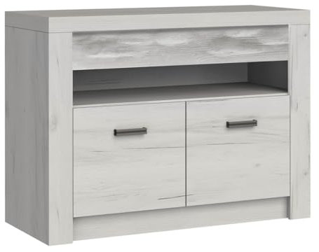 Mirjan24 TV Lowboard Indiano I-10, Fernsehtisch, 96x73x42 cm, TV-Möbel, TV Board, TV-Tisch, TV Schrank, TV Bank (Kraft Weiss, ohne Beleuchtung)