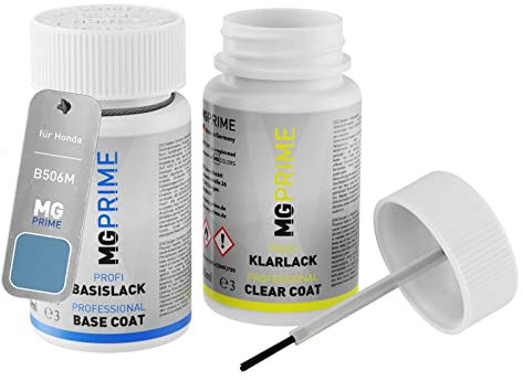 MG PRIME Autolack Lackstift Set für Honda B506M Ice Blue Metallic Basislack Klarlack je 50ml