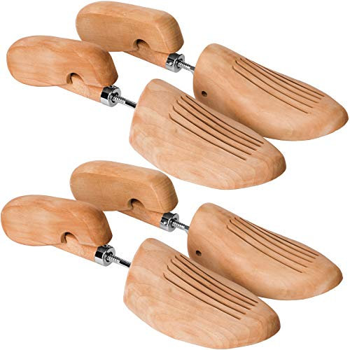 TecTake -2 x Hormas para Zapatos Profesional de Madera de Loto, Moldeador, Extensor con Tornillo, Universal - Varios Tamaños (Type 2)