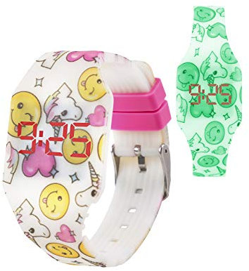 Kiddus Digital LED Montre pour Filles, garçons, Ados. Batterie Japonaise de Longue durée remplaçable. Montre-Bracelet en Silicone. Facile à Lire et à Apprendre l’Heure. KI10217 Licorne Fluor