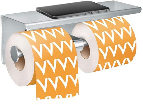 Alpine Industries Doppelter Toilettenpapierhalter mit Ablage, Wandhalterung und robuster gebürsteter Edelstahl-Tücherspender für Badezimmer