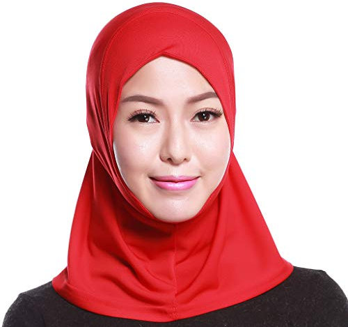 Lazzboy Schal Beading India Hat Muslim Ruffle Cancer Chemo Wrap Cap Scarf Hijab Kopftuch Für Muslimische Frauen Kopfbedeckung Solide Weiche Maxi(Rot)