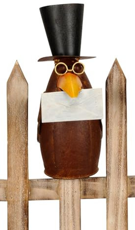 NETPROSHOP Zaunhocker Zaunfigur Rabe oder Frosch aus Metall, H: 15-25cm, Auswahl:Rabe Brief