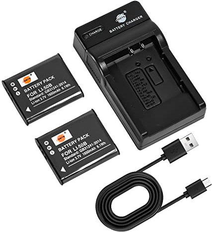 DSTE Li-50B Lot de 2 batteries et chargeur compatibles avec Olympus Stylus 1010 1020 1030 9000 9010 SZ-10 SZ-11 SZ-12 SZ-15 SZ-20