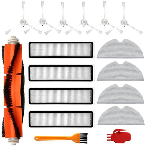 17-teiliges Set für Dreame D9/D9 Max/D9 Pro/L10 Pro Roboterstaubsauger, 1 Hauptbürste, 6 Seitenbürsten, 4 HEPA-Filter, 4 Wischtücher, 2 Reinigungszubehör