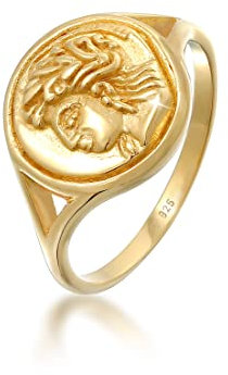 Elli Ring Damen Siegel Ornament Coin Antik Vintage Look Trend in 925 Sterling Silber