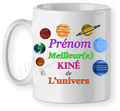 Mug/tasse kiné personnalisée avec un prénom - cadeau kinésithérapeute personnalisé - modèle univers