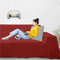 Byour3 - Sofabezug 2 3 4 Sitzer Leichte 100% Reine Baumwolle Sofa Cover Schutzhülle Sofaüberwurf L U Form Ecksofa Sofa Couch Abdeckung Alles Couchbezug Abwaschbar (Rot, 3 Sitzer)