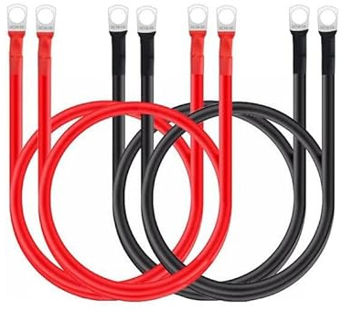 Yuhtech 4 Pz Cavo Batteria Auto 50cm Cavo Inverter Batteria 16mm² con Terminali ad Anello Filo di Rame per Camion, Motocicletta, Camper, Marina