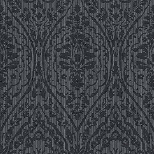 Profhome Fabric Look Wallpaper 961959-GU Textile Wallpaper Black Grey 0.53 m x 10.05 m / 5.33 sqm