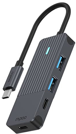 Rapoo UCH-4003 USB-C auf USB-A & USB-C Hub, Aluminium, 2x USB-C Datenports, 2x USB-A 3.0 Datenports, kompatibel mit MacBook Pro, MacBook Air, iPad Air / Pro, Surface Pro / Go, Laptop