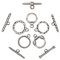 DICOSMETIC 5 Styles Round Toggle Clasps Stainless Steel Buckle Round IQ Buckle Bracelet Clasp Round T-Bar Closure Silver Swirl Clasps Findings for Bracelet Necklace Jewelry Making