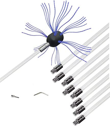 XUDONG Stufa A Pellet Kit Spazzacamino Accessori Camino 6/8/10/12 Asta Flessibile Spazzacamino + 1 Testina Spazzacamino può Essere Allungata E Piegata Spazzola Canna Fumaria Kit Pulizia Camino