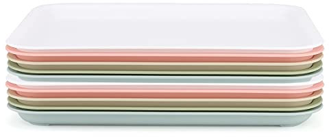 KEILEOHO 10 bandejas de plástico para servir comida rápida de 30 x 23 cm, bandeja rectangular de 12 x 9 pulgadas, bandeja de servir cafetería para servir alimentos, hogar, hotel, restaurante, 5