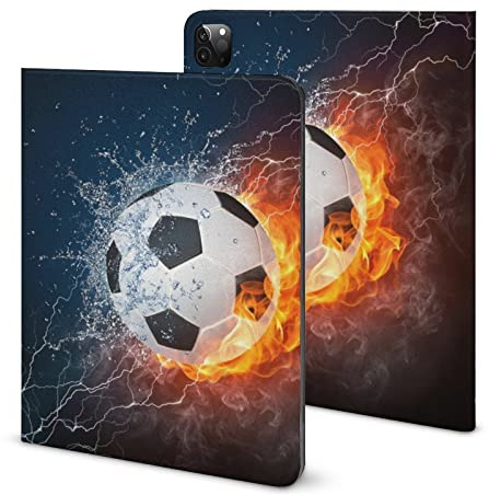 Niapessel Schutzhülle für iPad 9. Generation, iPad Air 5. Generation, Fußball, Feuerwasser, iPad Pro 11 Zoll, iPad Hülle 10,2 Zoll, 10,9 Zoll, mit Stifthalter und Ständer (TPU-Leder)