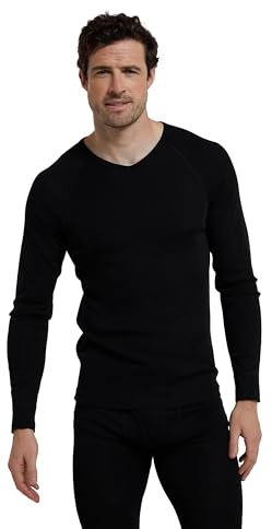 Mountain Warehouse Merino Herren Baselayer mit V-Ausschnitt Schwarz 4X-Large