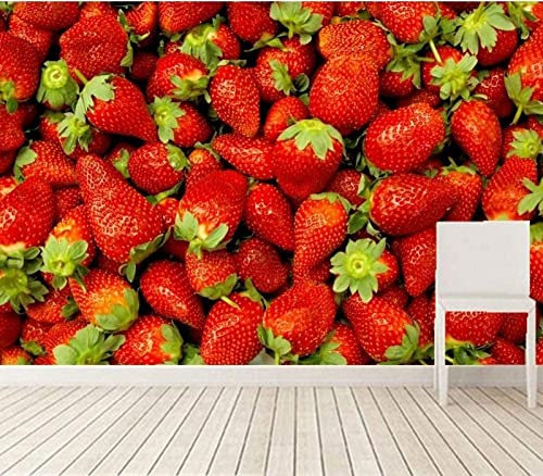 3D Tapete Wandbilder Obst Beere Erdbeere Nahaufnahme Essen Tapete Fotomuster Tapete Aufkleber Home Room Wall Poster Dekoration Für Wohnzimmer Büro Schlafzimmer Esszimmer Wandkunst 140 x 70 cm (BxH)