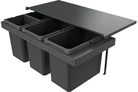 Naber 8013415 Abfallsammler Cox Stand-UP® 350 S/900-4 ohne Biodeckel, anthrazit, 64 (2x22/2x10) Liter / 90 cm Schrankbreite
