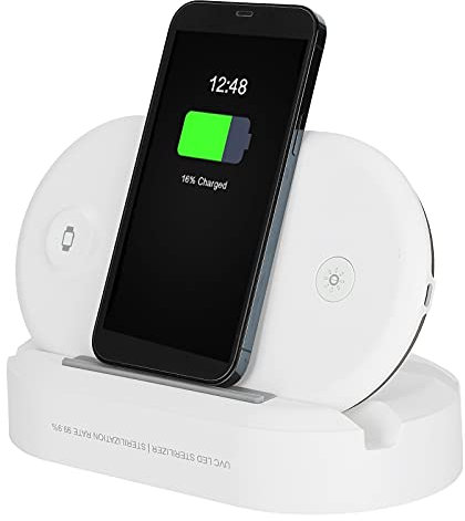 Scatola Disinfettante a Luce UV, Scatola Detergente Disinfettante per Telefono Cellulare UV Purificatore Multifunzione con Supporto Portatile per Ricarica Wireless