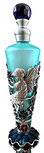 JFYSJ Glass Perfume Bottles Empty Vintage Bejeweled Angel Hummingbird Flower Decorative Fancy Crystal Perfume Bottle Refillable(25ML) (angel blue)