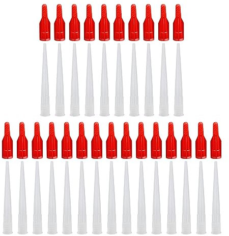 Pack de 25 boquillas para cartuchos, 25 tapas rojas, herramienta de sellado, boquillas de cartucho, boquillas de silicona, boquillas de repuesto, tapas de juntas, selladores domésticos