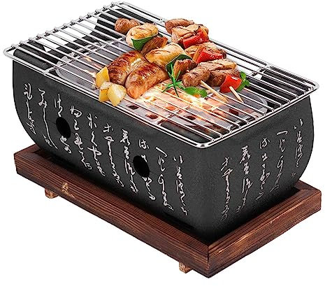 jiyun Barbecue rectangulaire de Style Japonais - Barbecue au Charbon de Bois de Table Portable | 34.5x17x12cm poêle à Charbon de Bois Domestique pour Pique-Nique, Plage, Cuisines, Voyages